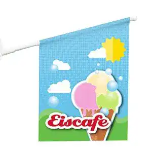 Eisfahne Vispronet Eiscafé – 46 x 52 cm – Vinylplane – doppelseitig