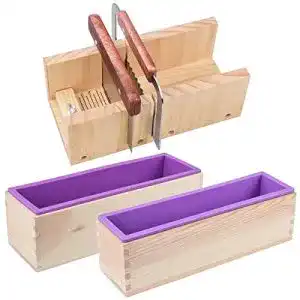 Seifenform AOFOX Holzseifenlaibform und Seifenschneider-Set