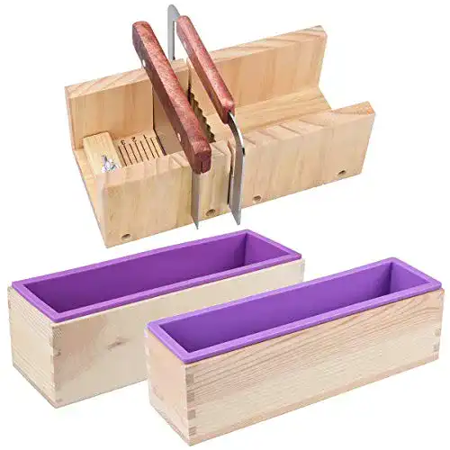 Seifenform AOFOX Holzseifenlaibform und Seifenschneider-Set