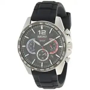 Seiko-Chronograph Seiko Herren-Uhr Quarz Edelstahl Silikonband