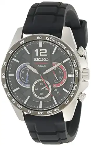 Seiko-Chronograph Seiko Herren-Uhr Quarz Edelstahl Silikonband