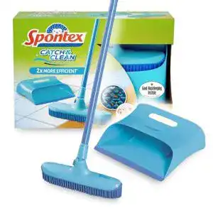 Kehrgarnitur Spontex Catch & Clean, Kehrbesen mit Gummiborsten