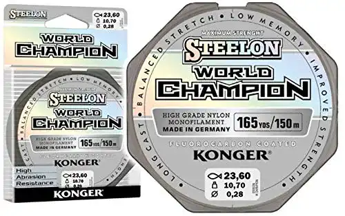 Angelschnur Konger World Champion Fluorocarbon Coated 0,10-0,30mm/150m Monofile Schnur super stark