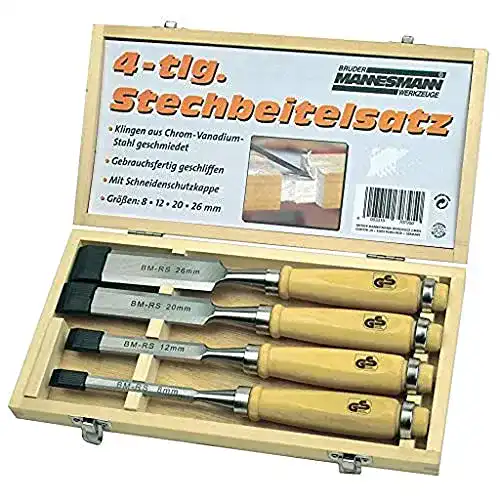 Stechbeitel Brüder Mannesmann Satz 4-tlg. in Holzkassette