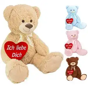 Teddy Brubaker XXL bär 100 cm groß Beige mit Ich Liebe Dich Herz