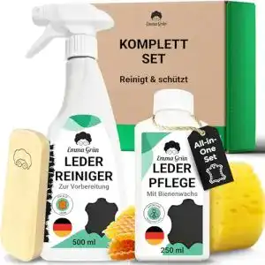 Lederpflege-Set Emma Grün farblos 250ml & Lederreiniger 500ml