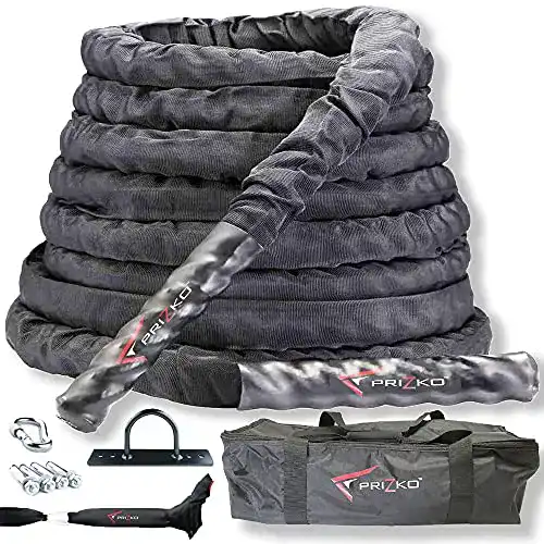 Battle-Rope PRIZKO Pro Battle Rope Set (schwarz), strapazierfähig