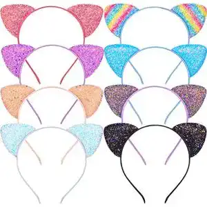 Katzenohren Beinou Stirnband 8 Stück Glitzer Katze Haar Hoops