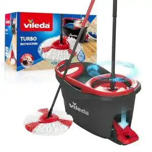 Fliesenwischer Vileda Turbo Komplett Set, mit Teleskopstiel