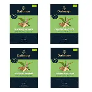 Ginseng-Tee Dallmayr 4 x Ginseng-Ingwer Bio Tee à 20 Pyramiden