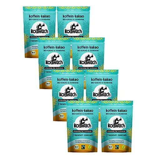 Koffein-Kakao koawach Bio karamell + meersalz, 100g, 8er Pack