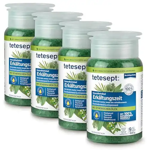Erkältungsbad tetesept Meeressalz Badezusatz Erkältung, 4er Pack