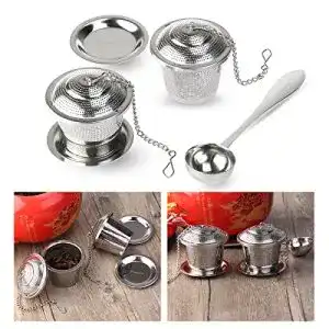 Tee-Ei OUNONA Sieb Tee Rostfreier Stahl (2 Stück) mit Tee-Scoop