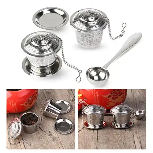 Tee-Ei OUNONA Sieb Tee Rostfreier Stahl (2 Stück) mit Tee-Scoop