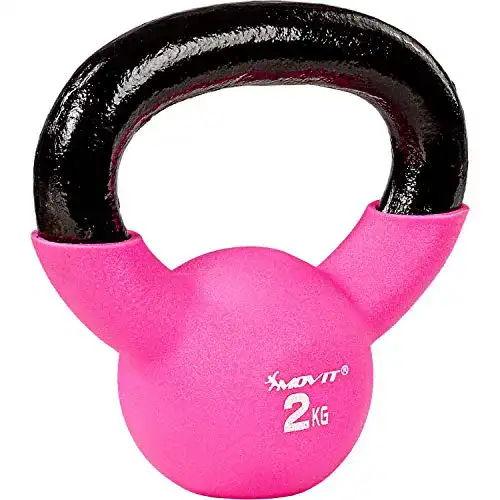 Kettlebell Movit ® PRO, Kugelhantel aus Gusseisen mit Neopren