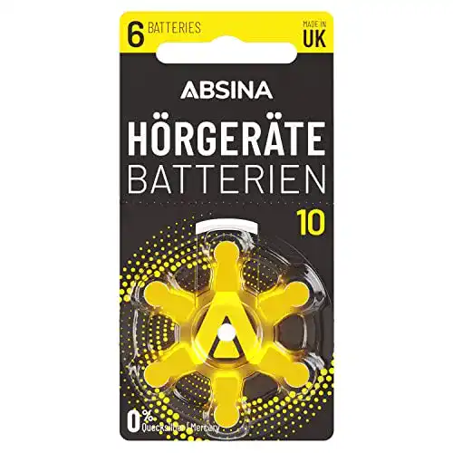 Hörgeräte-Batterien-10 ABSINA Hörgerätebatterien 10 6 Stück