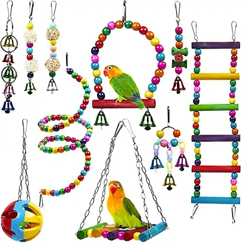 Vogelspielzeug AQH für Papageien, 10 Stück Schaukel