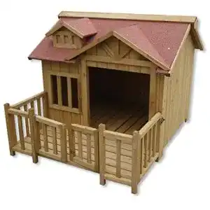 Hundehütte Wiltec Luxus XL Hundehaus Holz Balkon Garten