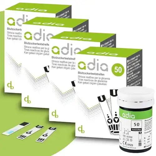 Blutzuckerteststreifen adia, 200 Stück, Vorteilspackung