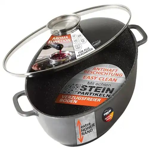 Bräter mit Glasdeckel STONELINE Gourmet Bräter, oval, 8 L