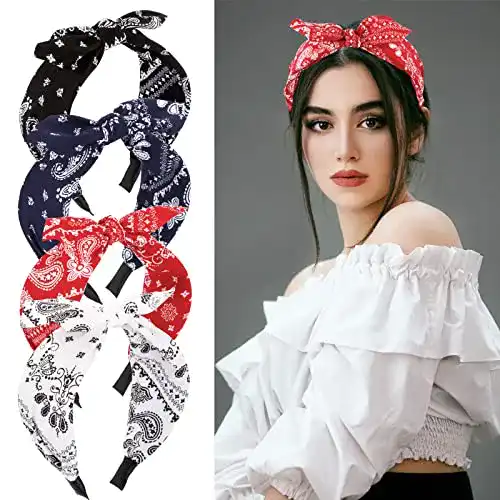Haarreif BETESSIN 4Stk. en Breit Stirnband Paisley Damen Schleife