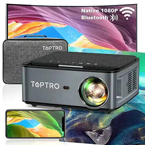 LED-Beamer TOPTRO Beamer, Wifi Bluetooth Beamer Full HD