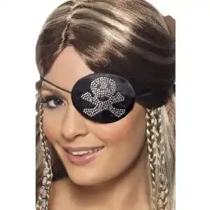 Augenklappe Smiffys Damen Piraten, Strassstein Totenkopf