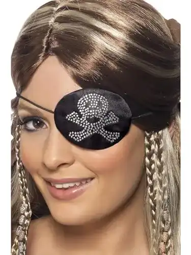 Augenklappe Smiffys Damen Piraten, Strassstein Totenkopf