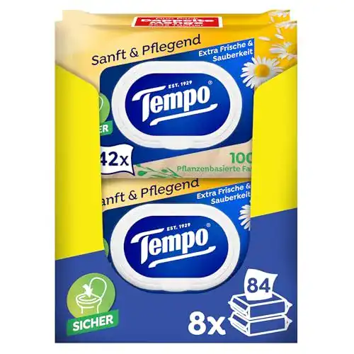 Feuchtes-Toilettenpapier Tempo Sanft und Pflegend,16 x 42 Tücher