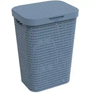 Wäschesammler Rotho Country, Kunststoff (PP) BPA-frei, blau, 55l