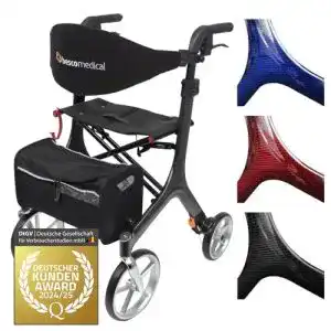 Rollator Carbon bescomedical Leichtgewicht inklusive Rückengurt