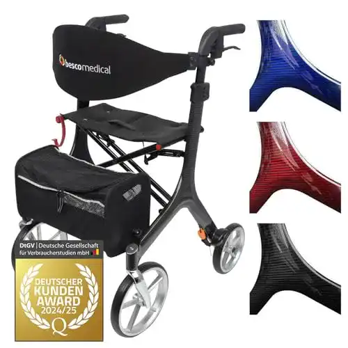 Rollator Carbon bescomedical, kompakt faltbar mit nur 5,7 kg