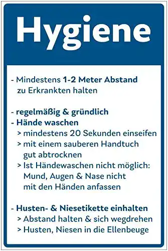 Schild Hygieneregeln geschenke-fabrik Hinweis-Schild 300×200 mm