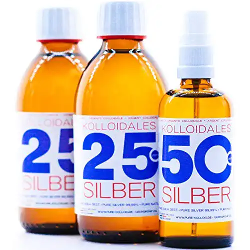 Kolloidales Silber PureSilverH2O 600ml 25ppm 2 * 250ml & Spray
