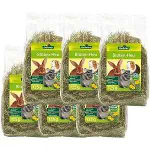 Kaninchen-Heu Dehner Nagersnack Blüten-Heu, 6 x 125 g