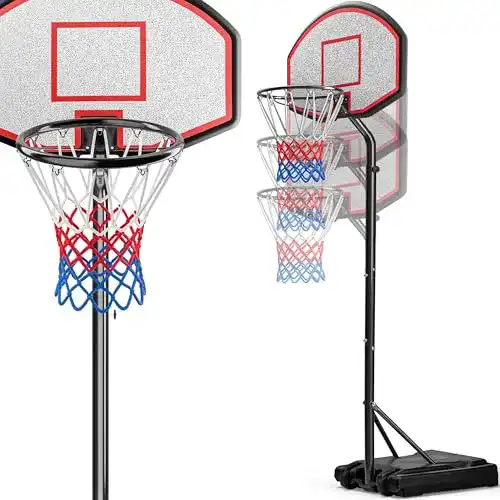 Basketballkorb Deuba Mobiler mit Rollen verstellbare Korbhöhe
