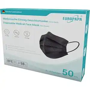 Atemschutz EUROPAPA ® 50x Schwarz Medizinisch Type IIR