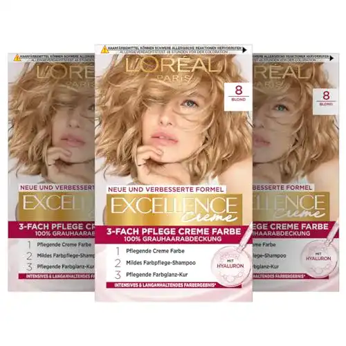 Haarfärbemittel blond L’Oréal Paris Excellence Creme, 3 x 268 g