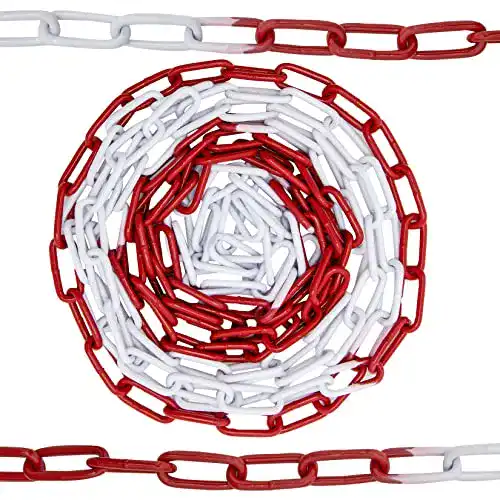 Absperrkette HAFIX Rot-Weiß 5m, 10, 15m, 26m Stahl Glieder 5mm