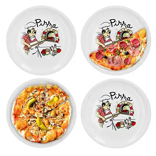 Pizzateller Van Well 4er Set groß Ø 29.5 cm mit Küchenchef-Motiv