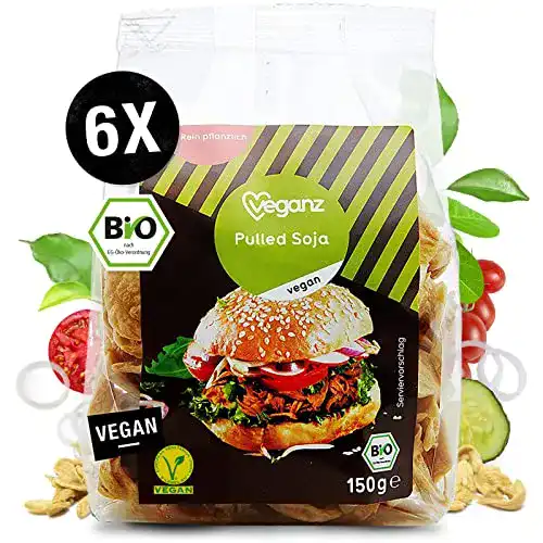 Veganes Hack Veganz BIO Pulled Soja, würzig-zart, 6x 150 GR