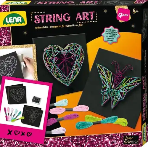 Fadenbild Lena 42650 Bastelset String Art Schmetterling u. Herz