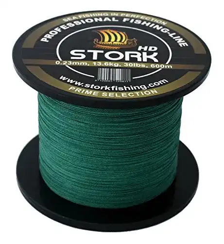Geflochtene Angelschnur Stork HD, 4-Fach 600m (Moosgrün, 40 lbs / 18.1 kg / 0.29 mm)