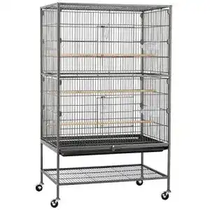 Vogelvoliere Yaheetech Vogelkäfig 2 Türen Vogelhaus mit 4 Rollen