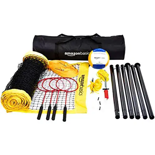 Die beste Beachvolleyballnetz Amazon Basics - Volleyball-Badminton-Kombiset 2026 Test Bestseller Beachvolleyballnetz Amazon Basics – Volleyball-Badminton-Kombiset