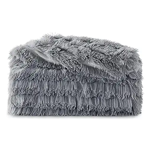 Felldecke BEDSURE  Kuscheldecke Sofadecke Grau, 130×150 cm