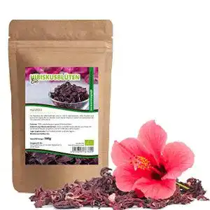 Hibiskustee Mynatura Bio Hibiskusblüten 500g, Ganze Blüten