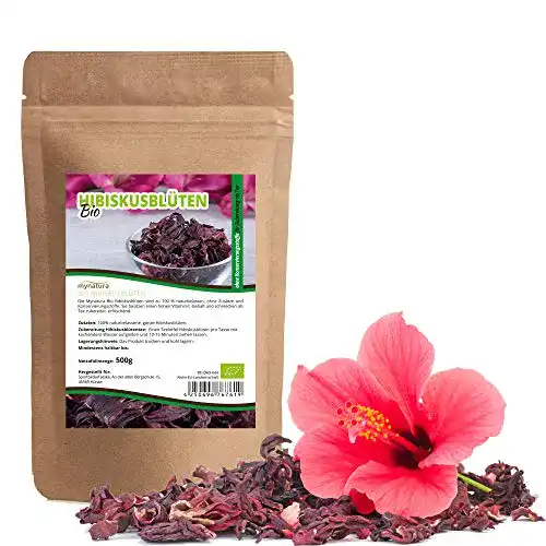 Hibiskustee Mynatura Bio Hibiskusblüten 500g, Ganze Blüten