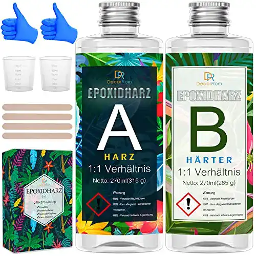 Epoxidharz DecorRom Set mit Härter – 600g(540ml) Glasklar