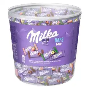 Milka-Schokolade Milka Naps Mix 1kg Dose, Zartschmelzend